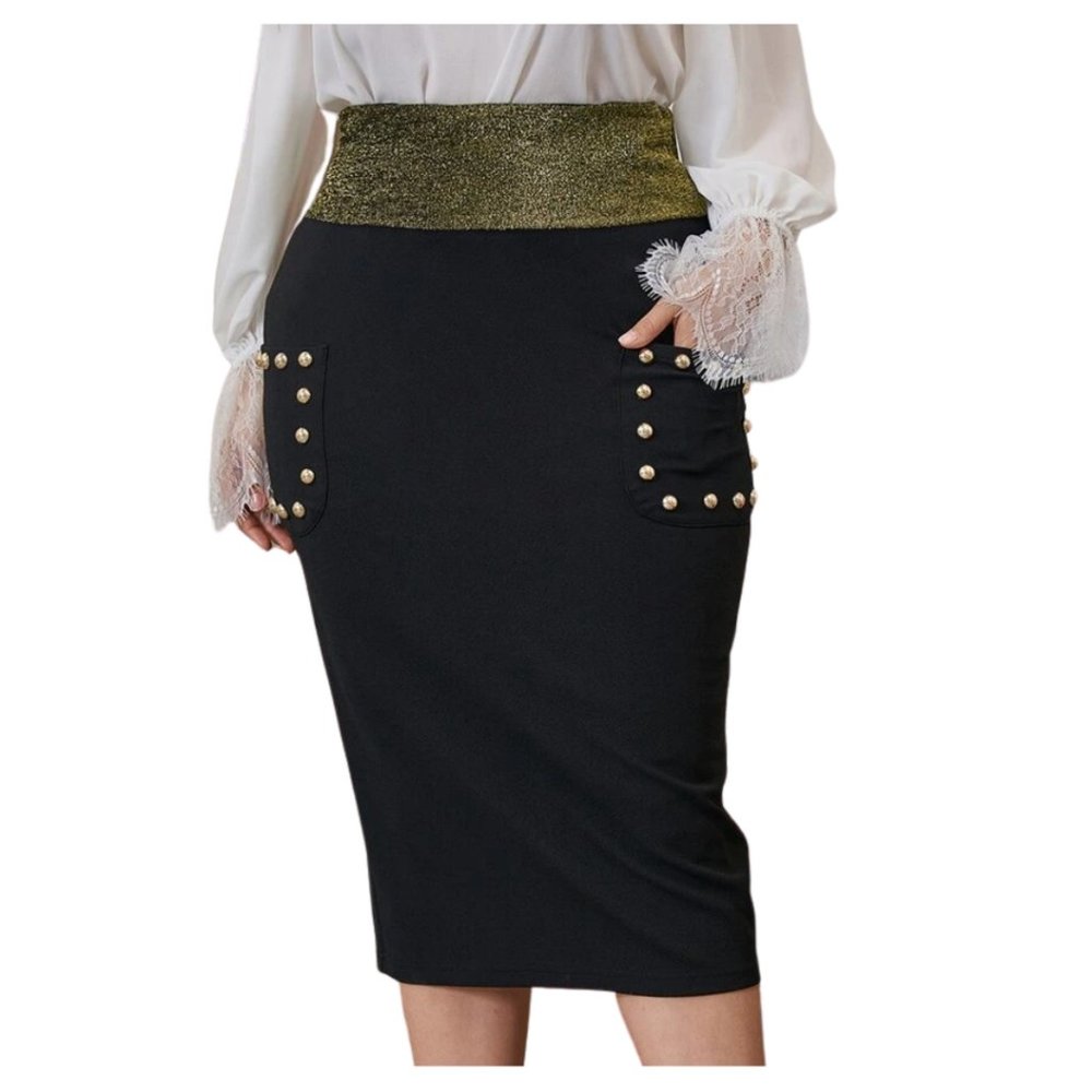 #9. SHEIN Skirt Glitter Stretch Wide Waistband 2X